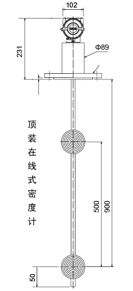 智能在線密度計外形安裝尺寸圖 智能在線密度計外形安裝尺寸圖