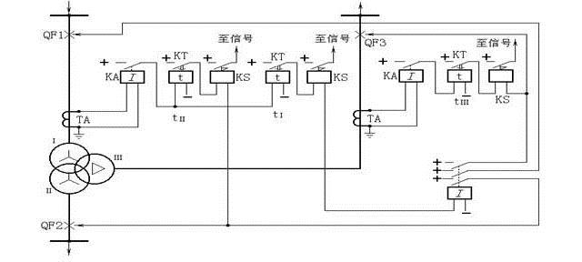 單電源三繞組過(guò)電流保護(hù)原理接線圖