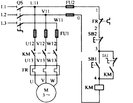 用轉換開關來實現點動和長動的控制線路 用轉換開關來實現點動和長動的控制線路