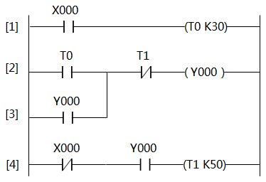 延時啟動定時運(yùn)行控制的梯形圖