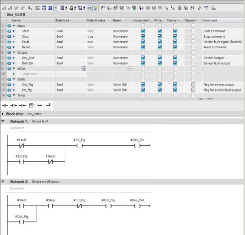 啟停控制帶故障保護(hù)邏輯的電機(jī)控制功能塊 啟停控制帶故障保護(hù)邏輯的電機(jī)控制功能塊