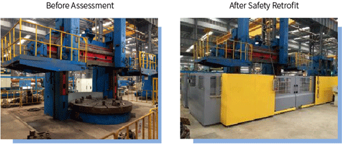 使用安全繼電器的設備完全改造前后對比圖 使用安全繼電器的設備完全改造前后對比圖