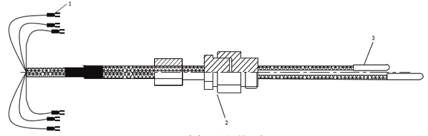 雙支式測溫電阻結構示意圖 雙支式測溫電阻結構示意圖