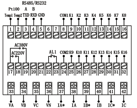 低壓無功功率自動補償控制器端子圖 低壓無功功率自動補償控制器端子圖