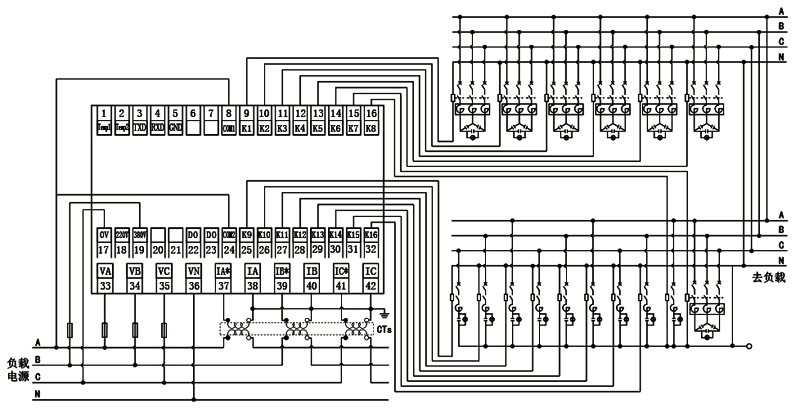 低壓無功功率自動補償控制器接線圖 低壓無功功率自動補償控制器接線圖