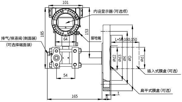 單法蘭液位變送器外形尺寸 單法蘭液位變送器外形尺寸