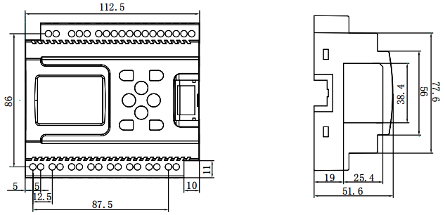 簡(jiǎn)易PLC中文一體機(jī)安裝尺寸