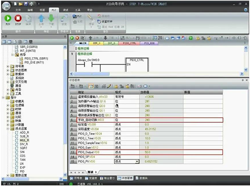 狀態圖表中監視PID參數