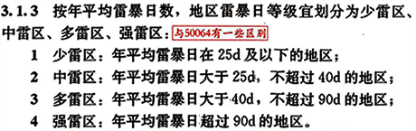 地區(qū)雷暴日等級劃分 地區(qū)雷暴日等級劃分