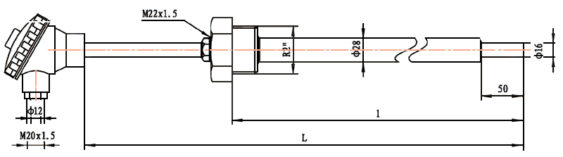 煙道風道熱電偶結構示意圖 煙道風道熱電偶結構示意圖