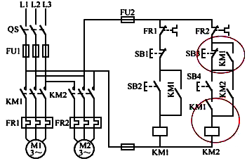 順序起動、順序停車控制電路電氣原理圖 順序起動、順序停車控制電路電氣原理圖