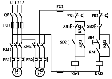 順序啟動、逆序停車控制電路電氣原理圖 順序啟動、逆序停車控制電路電氣原理圖