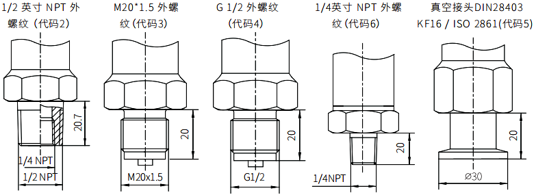 直連式壓力變送器衍生接口形式 直連式壓力變送器衍生接口形式