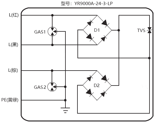 三線制現場儀表用信號電涌保護器原理圖 三線制現場儀表用信號電涌保護器原理圖
