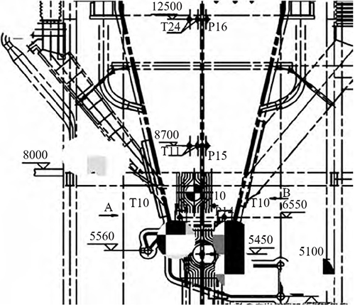 爐膛煙氣系統(tǒng)溫度測(cè)點(diǎn)圖 爐膛煙氣系統(tǒng)溫度測(cè)點(diǎn)圖