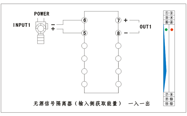 無(wú)源信號(hào)隔離器(輸入側(cè)獲取能量)接線圖 無(wú)源信號(hào)隔離器(輸入側(cè)獲取能量)接線圖