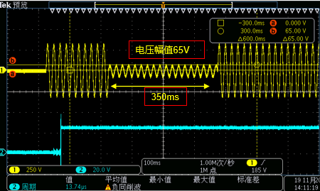 接觸器線圈電壓跌落至45V穩(wěn)定吸合階段