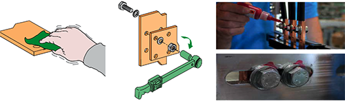 搭接前導體表面的清潔工作，和緊固力矩的大小控制，以及緊固之后的標記工作